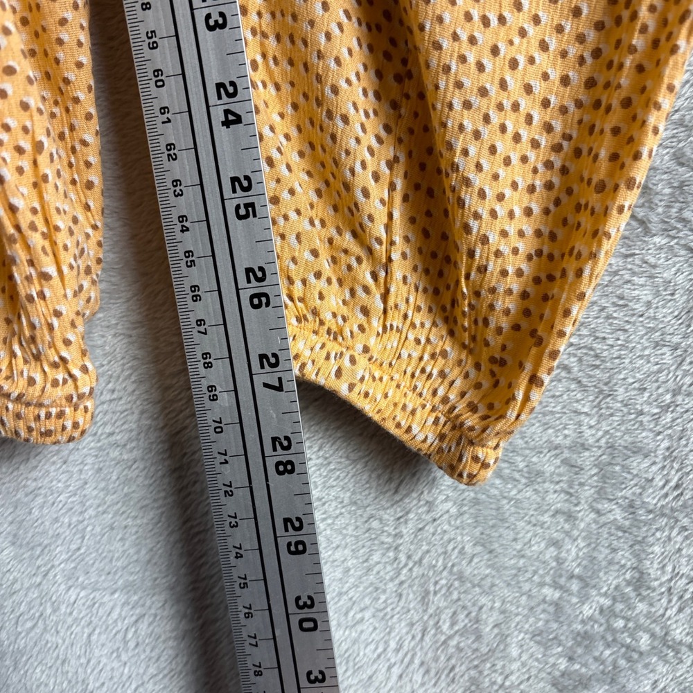 Aerie Womens XS Yellow Smocked Waist Tassel Jogger Pants Micro Dot Comfy Lounge - Picture 6 of 9